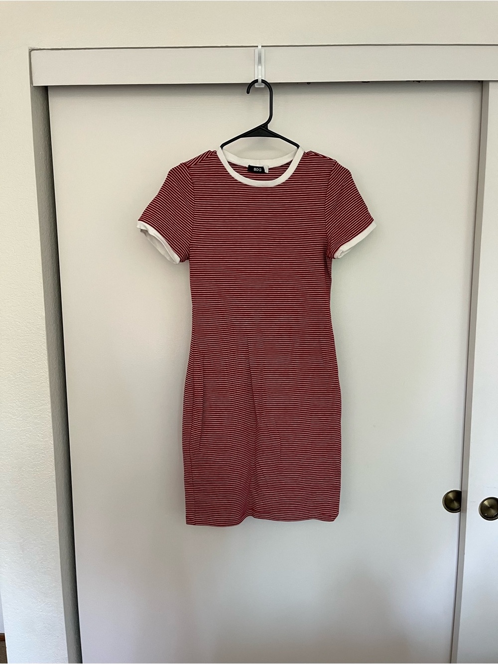 BDG Red and White Striped Ringer Short Sleeve Dress